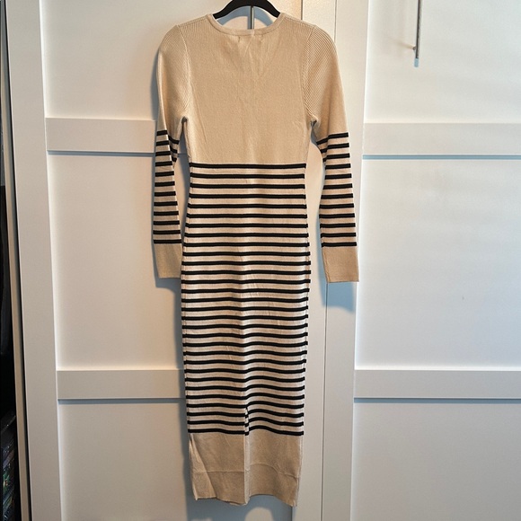 Striped Zesica Beige and Black Long Sleeve Dress, brand new!! Size medium. - Picture 6 of 6